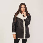 Women's Oversized Double-Breasted Shearling Coat