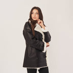 Women's Oversized Double-Breasted Shearling Coat