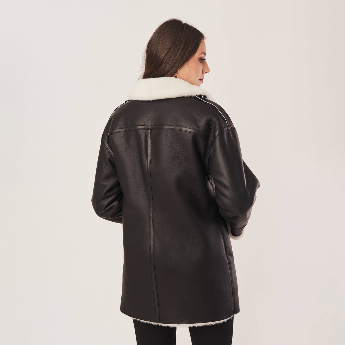 Women's Oversized Double-Breasted Shearling Coat