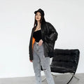 Women's Oversized MA-1 Leather Bomber Jacket