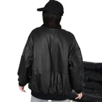 Women's Oversized MA-1 Leather Bomber Jacket