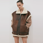 Women's Oversized Shearling Aviator Vest