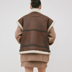 Women's Oversized Shearling Aviator Vest
