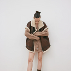Women's Oversized Shearling Aviator Vest