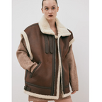 Women's Oversized Shearling Aviator Vest