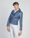 Women's Perfecto Lambskin Blue Leather Biker Jacket
