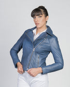 Women's Perfecto Lambskin Blue Leather Biker Jacket