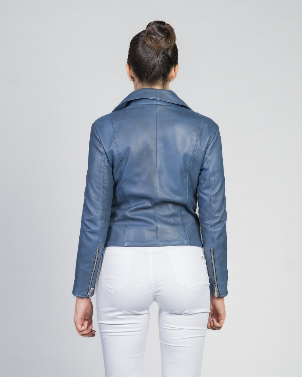 Women's Perfecto Lambskin Blue Leather Biker Jacket