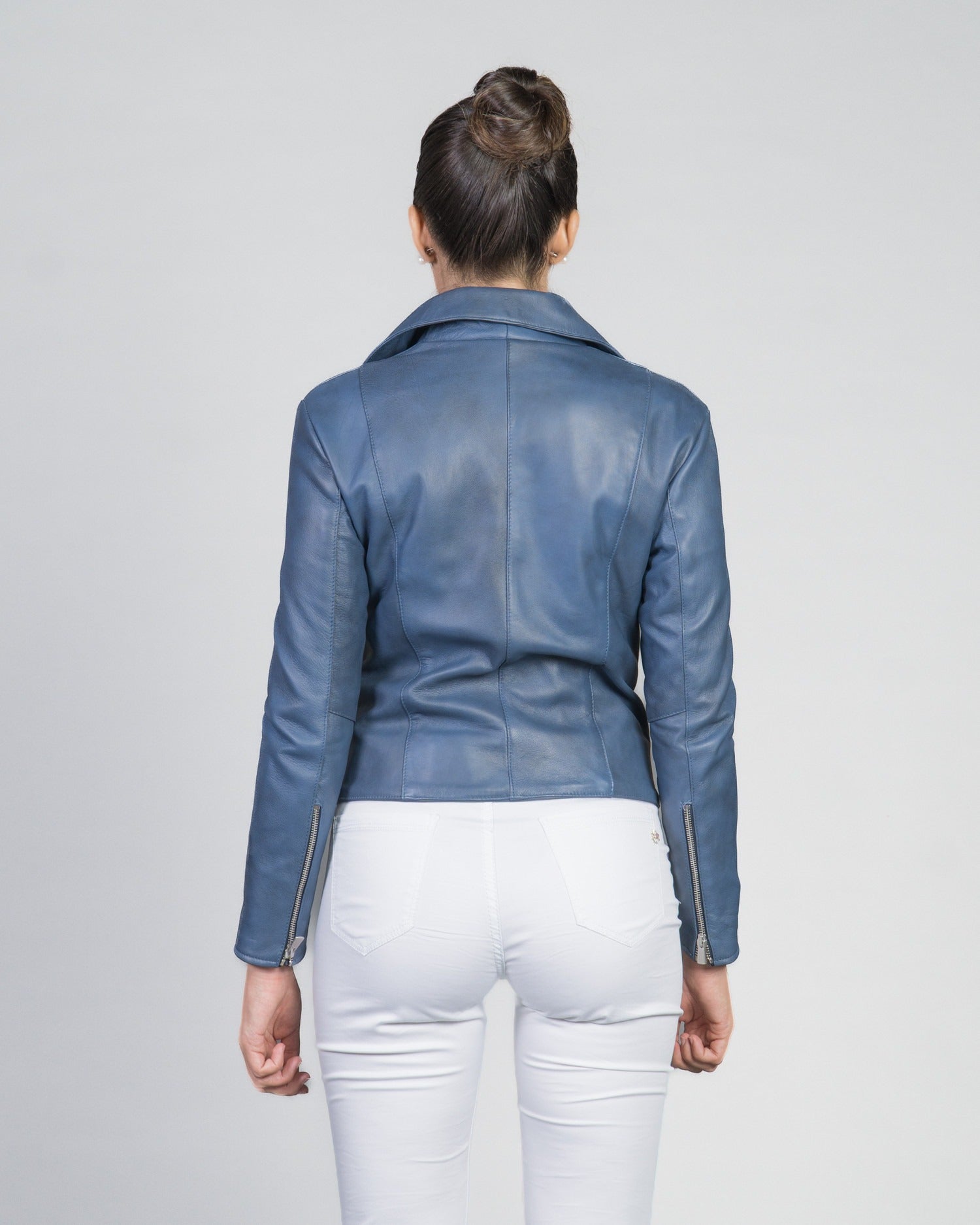 Women's Perfecto Lambskin Blue Leather Biker Jacket