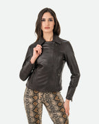 Women's Perfecto Lambskin Dark Brown Leather Biker Jacket