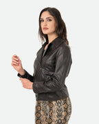 Women's Perfecto Lambskin Dark Brown Leather Biker Jacket