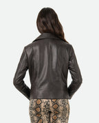 Women's Perfecto Lambskin Dark Brown Leather Biker Jacket