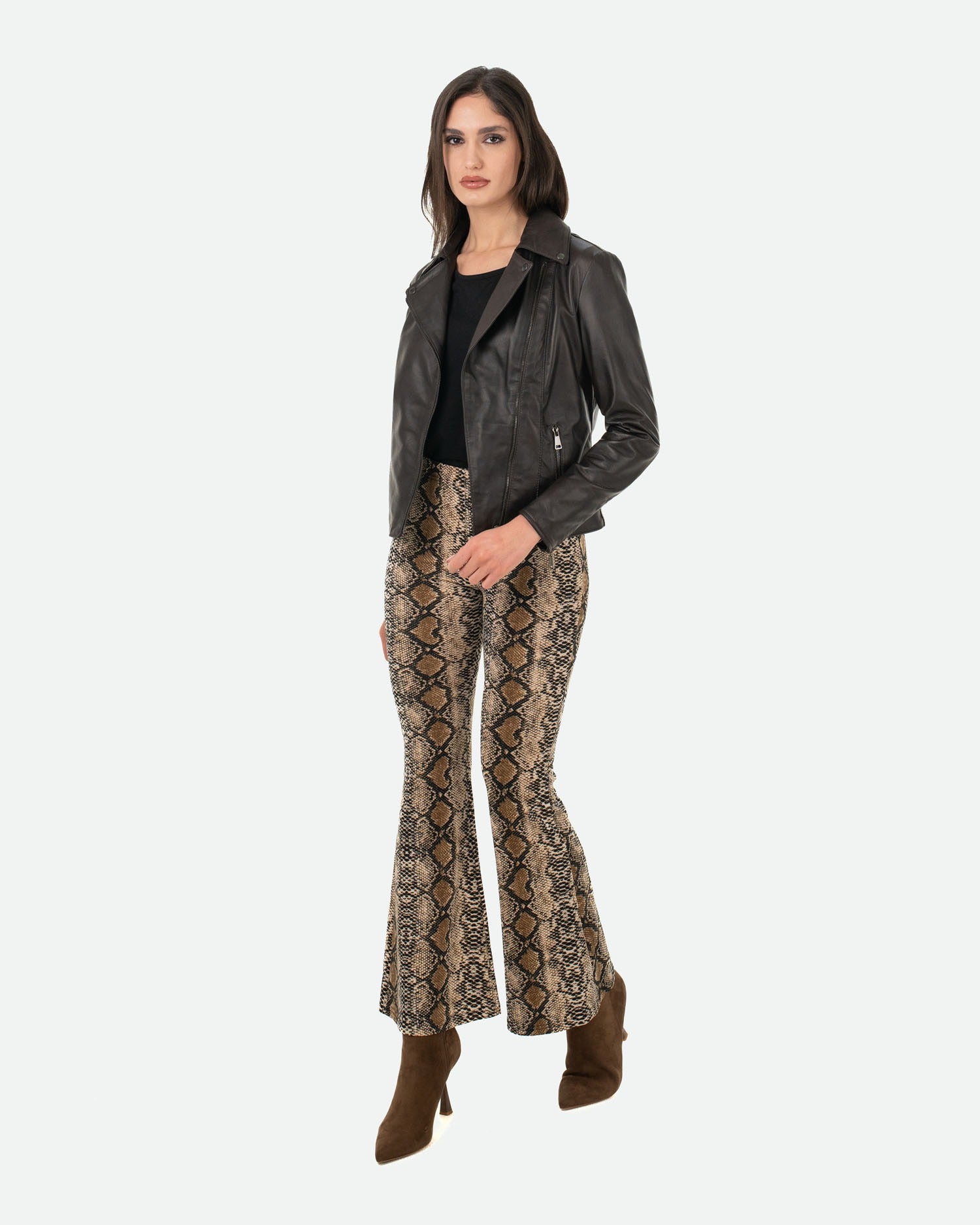 Women's Perfecto Lambskin Dark Brown Leather Biker Jacket