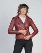 Women's Perfecto Lambskin Red Leather Biker Jacket