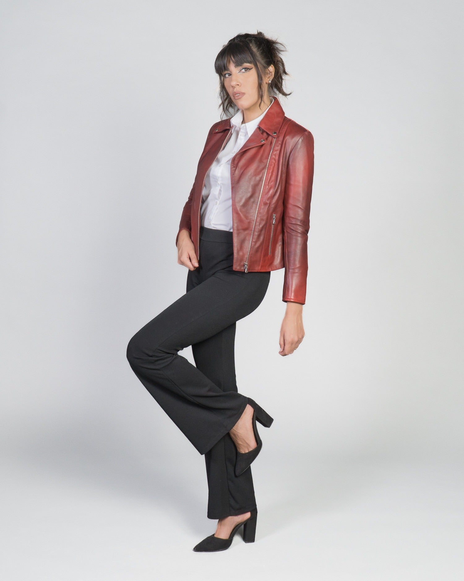 Women's Perfecto Lambskin Red Leather Biker Jacket