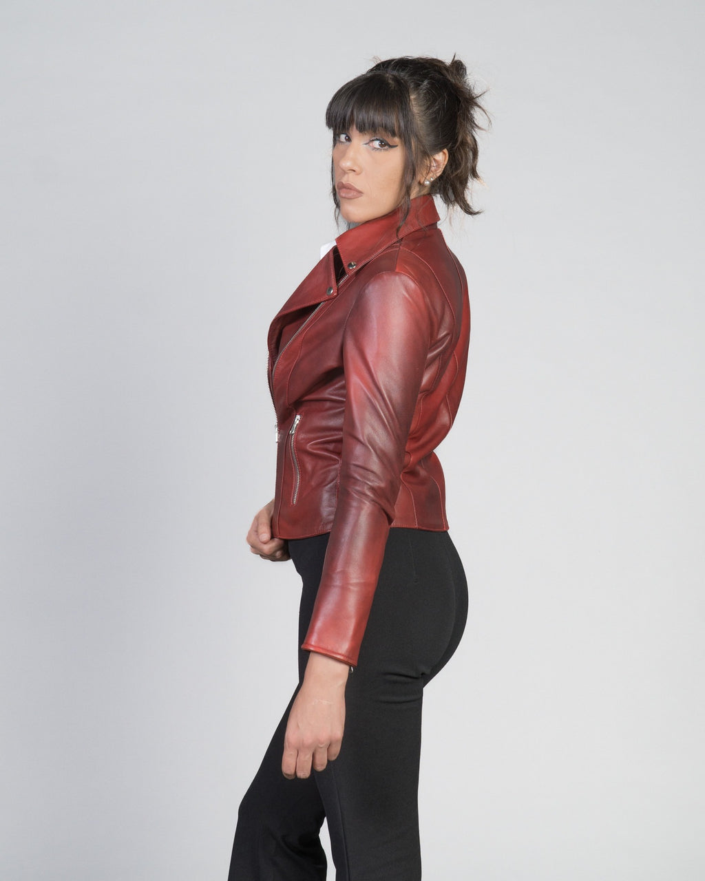Women's Perfecto Lambskin Red Leather Biker Jacket