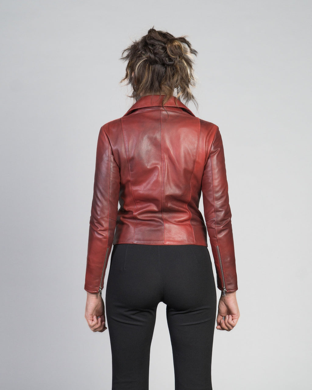 Women's Perfecto Lambskin Red Leather Biker Jacket