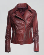 Women's Perfecto Lambskin Red Leather Biker Jacket