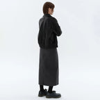 Women's Relaxed Leather Jacket with Fold Collar