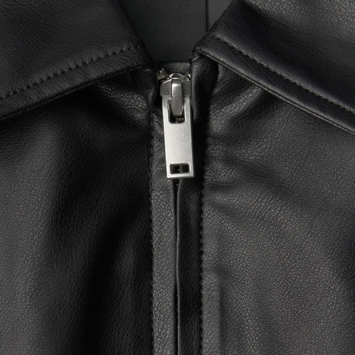 Women's Relaxed Leather Jacket with Fold Collar