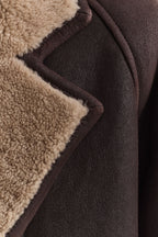 Women's Relaxed Notch-Lapel Shearling Leather Coat