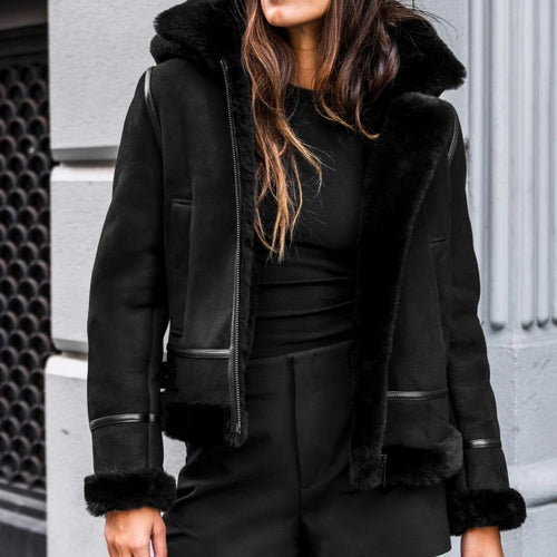 Women's Brown Shearling Leather Jacket — Handmade Real Leather Jacket