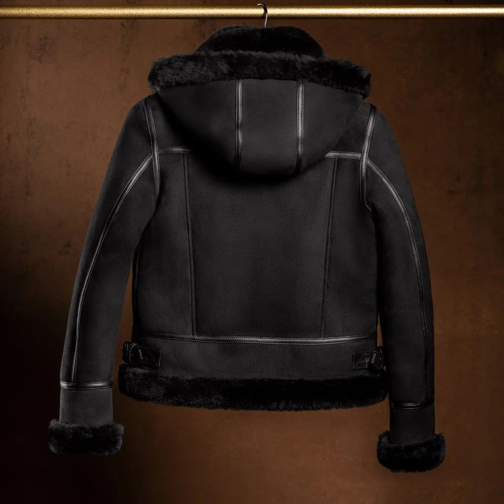 Women's Brown Shearling Leather Jacket — Handmade Real Leather Jacket