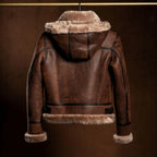 Women's Brown Shearling Leather Jacket — Handmade Real Leather Jacket