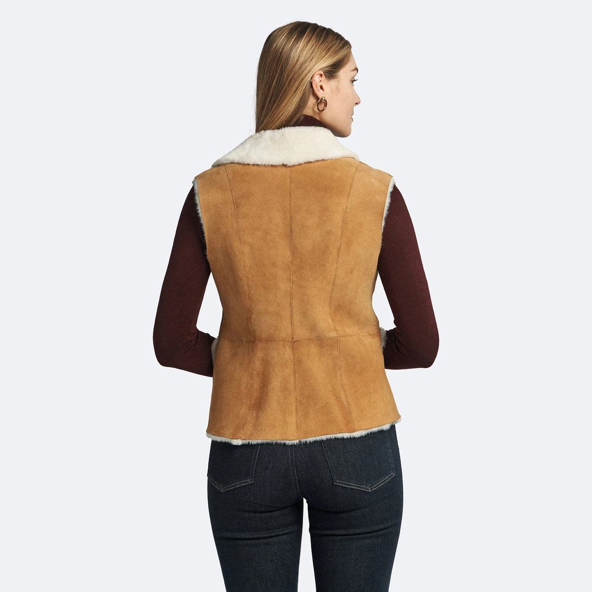 Women's Shearling Leather Vest - Fox-Fur Lined Winter Vest