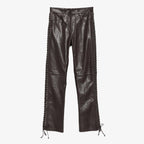 Women's Side Lace Up Straight Leg Leather Pants