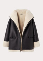 Women's Signature Shearling Jacket — Black Oversized Sheepskin Coat