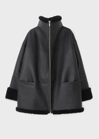 Women's Signature Shearling Jacket — Black Oversized Sheepskin Coat