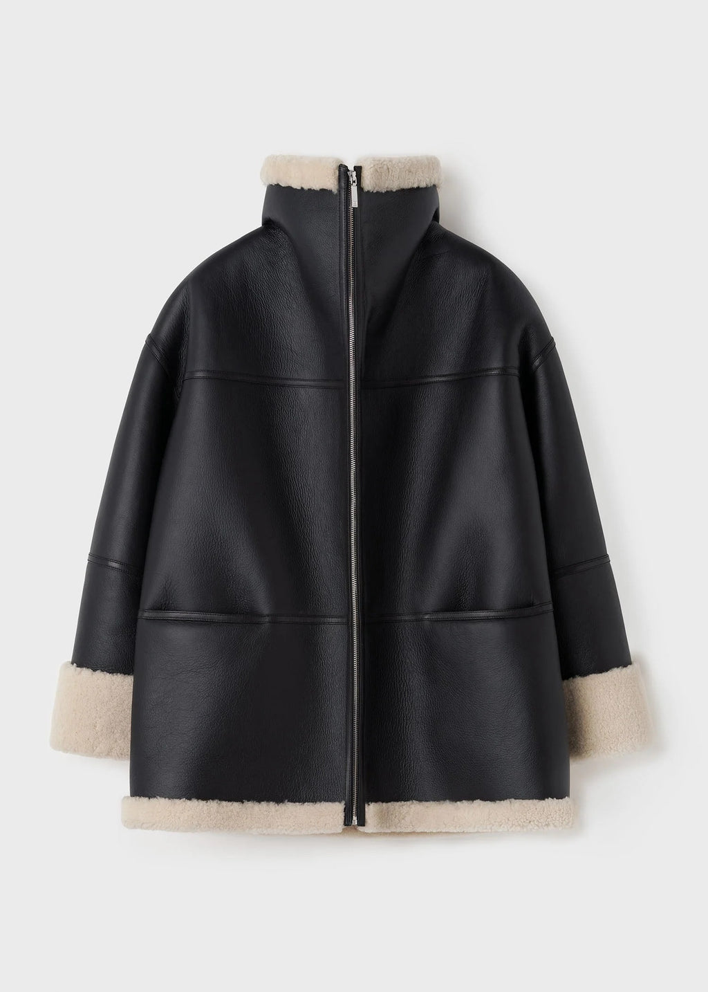 Women's Signature Shearling Jacket — Black Oversized Sheepskin Coat