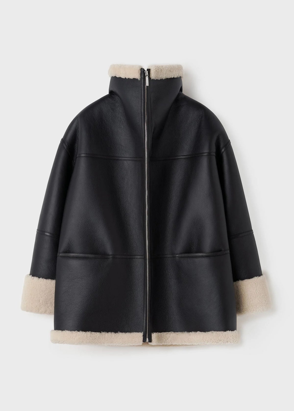 Women's Signature Shearling Jacket — Black Oversized Sheepskin Coat