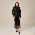 Women's Single-Button Fitted Leather Blazer Jacket