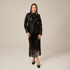Women's Single-Button Fitted Leather Blazer Jacket