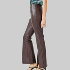 Women's Split Hem Leather Flare Pants