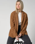 Women's Suede Leather Blazer Jacket