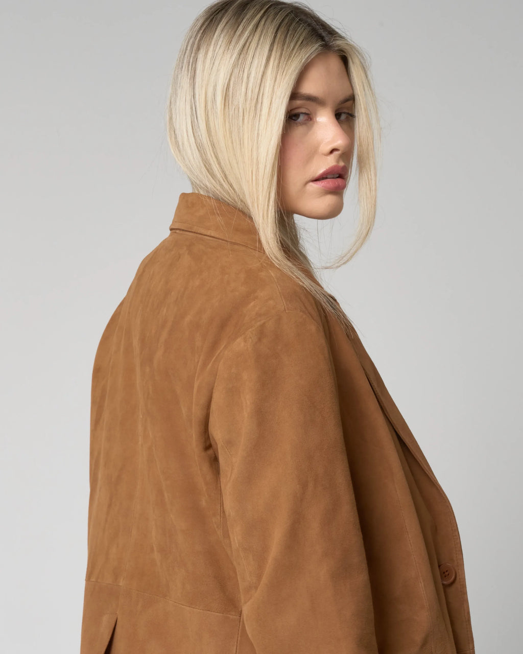 Women's Suede Leather Blazer Jacket
