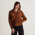 Women's Suede Leather Zip Jacket