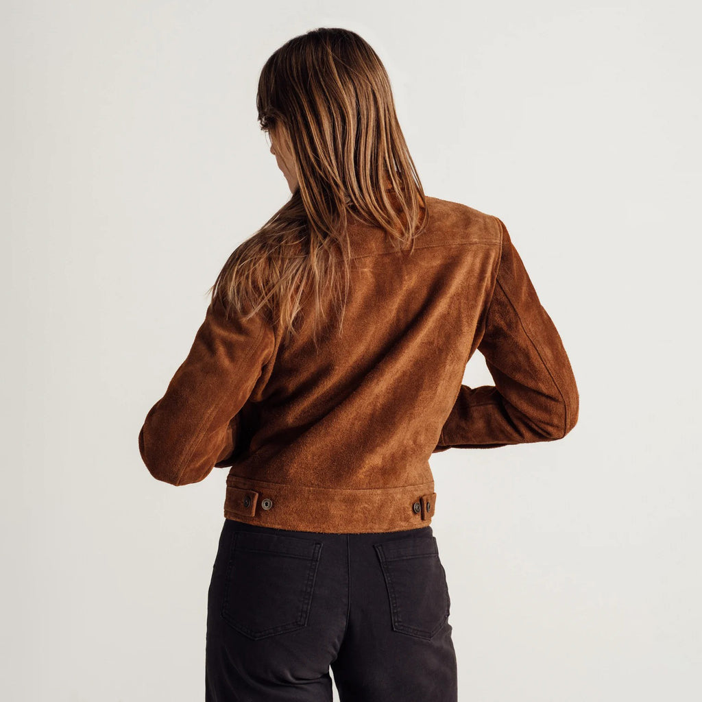 Women's Suede Leather Zip Jacket