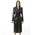 Women's Tailored Double-Breasted Leather Trench Coat