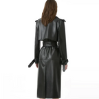 Women's Tailored Double-Breasted Leather Trench Coat