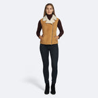 Women's Tan Suede Shearling Biker Vest