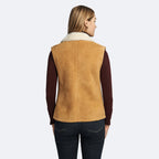 Women's Tan Suede Shearling Biker Vest
