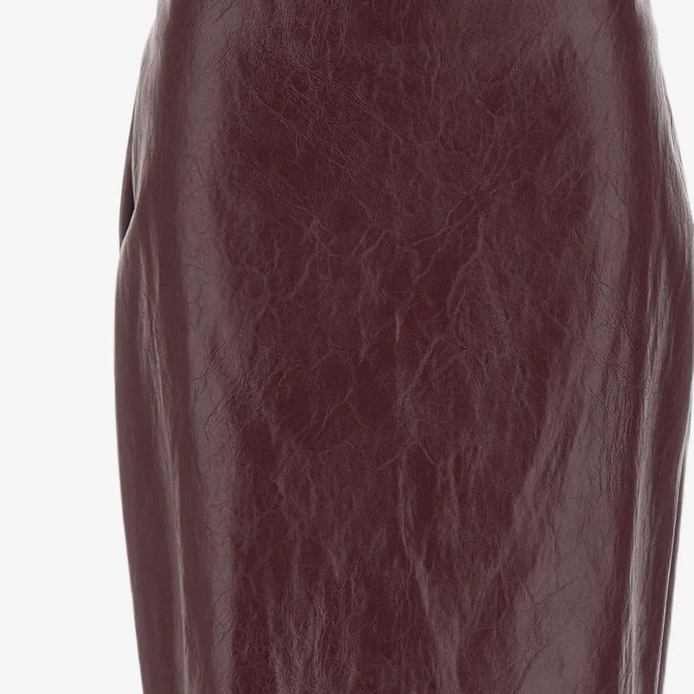 Women's Textured Leather Midi Skirt