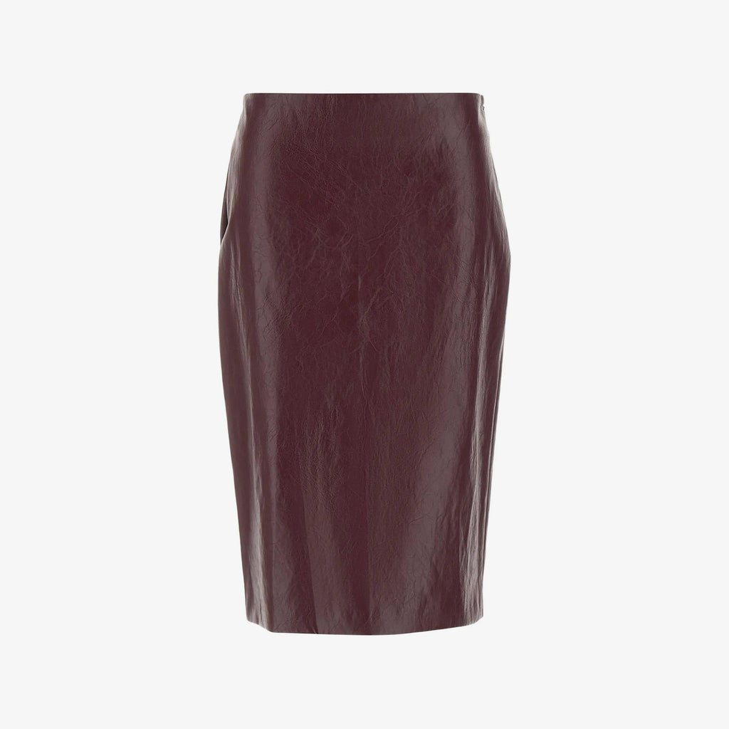 Women's Textured Leather Midi Skirt
