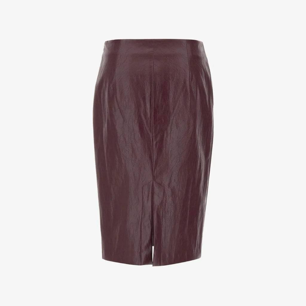 Women's Textured Leather Midi Skirt