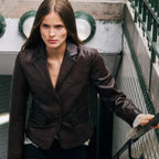 Women's Tailored Leather Blazer Jacket