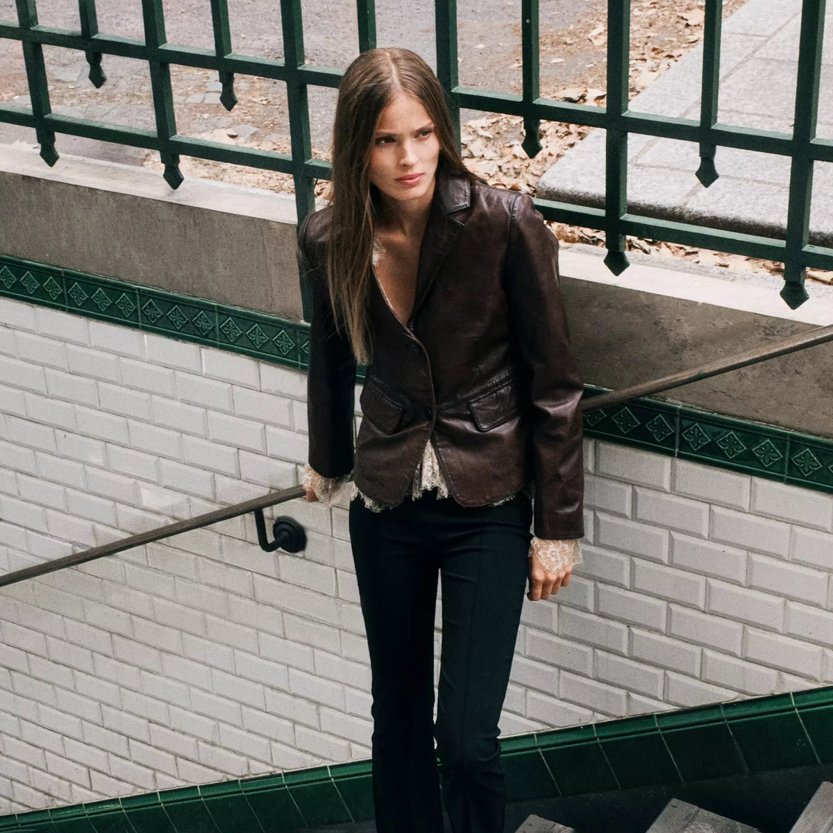 Women's Tailored Leather Blazer Jacket